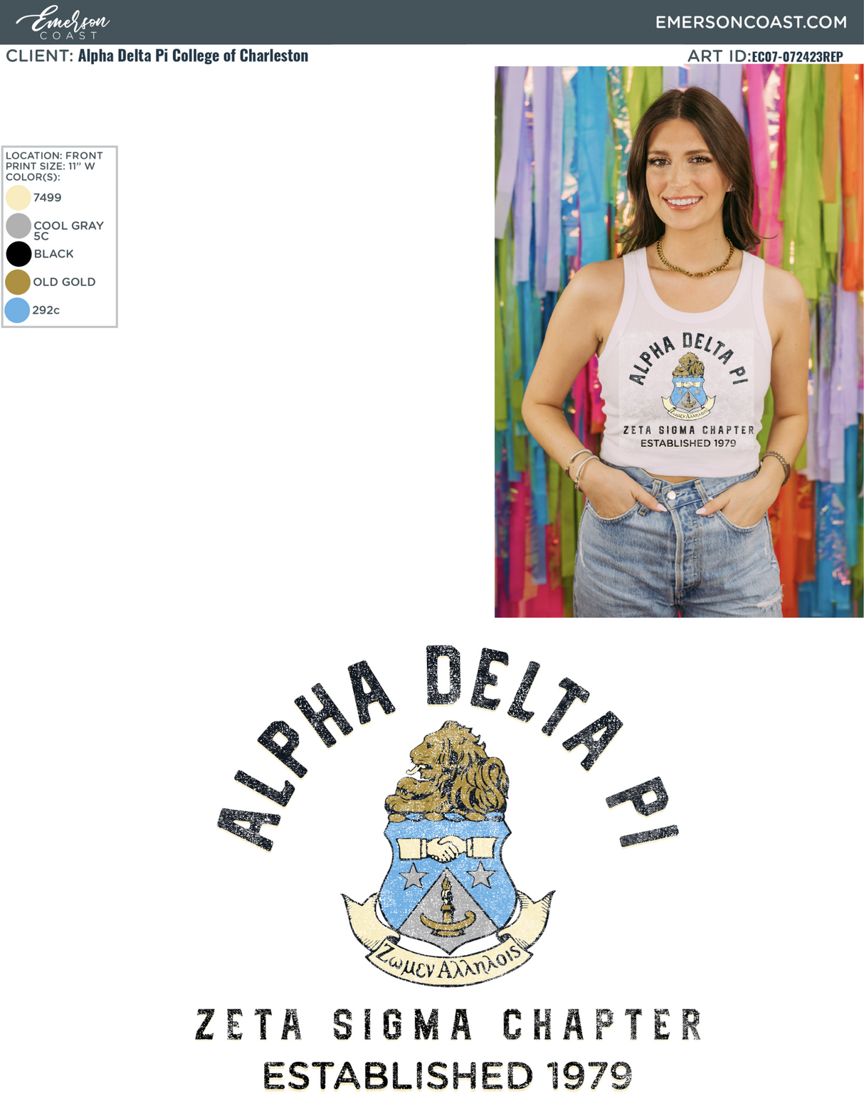 Alpha Delta Pi Crest Ribbed Tank & Crewneck