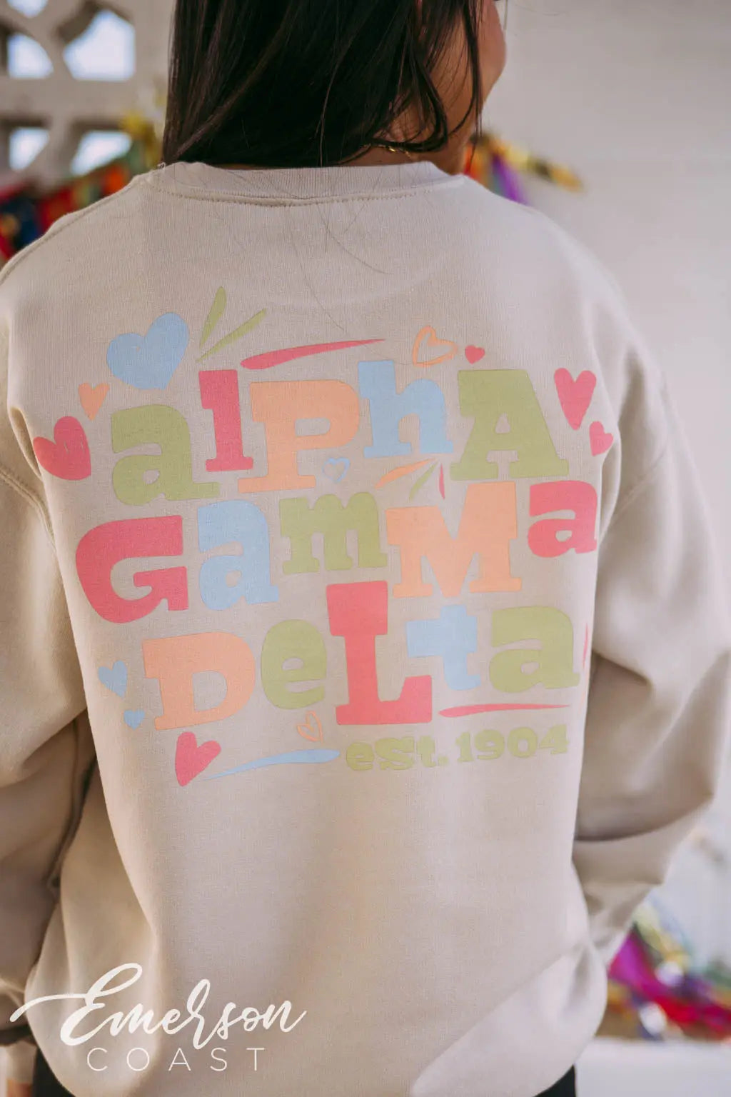 Alpha Gamma Delta Hearts Crewneck