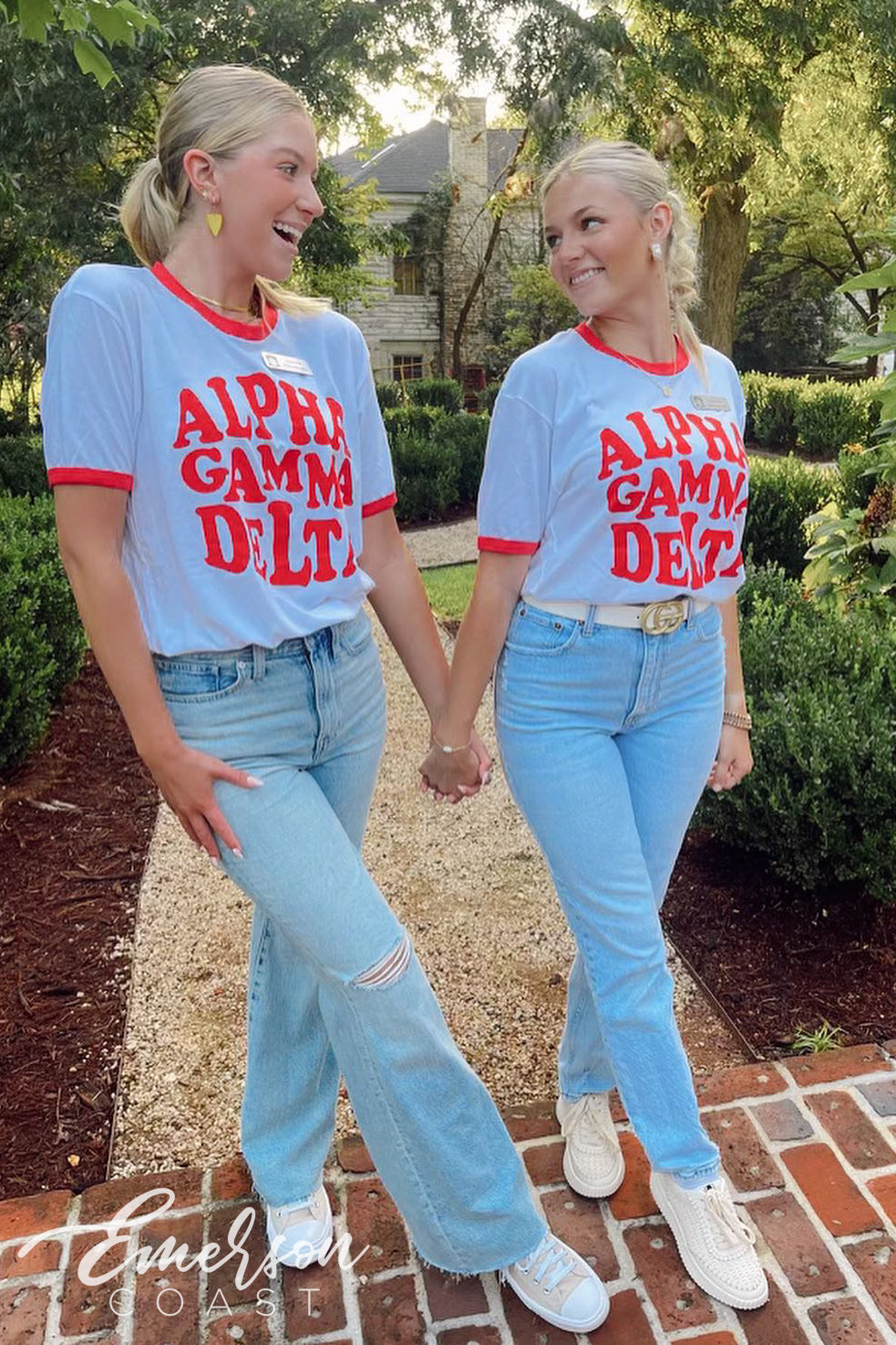 Alpha Gamma Delta Red Ringer Tee