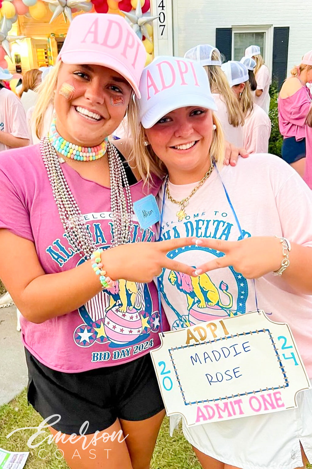 Alpha Delta Pi East Carolina University Admit One Ticket Bid Day Tee