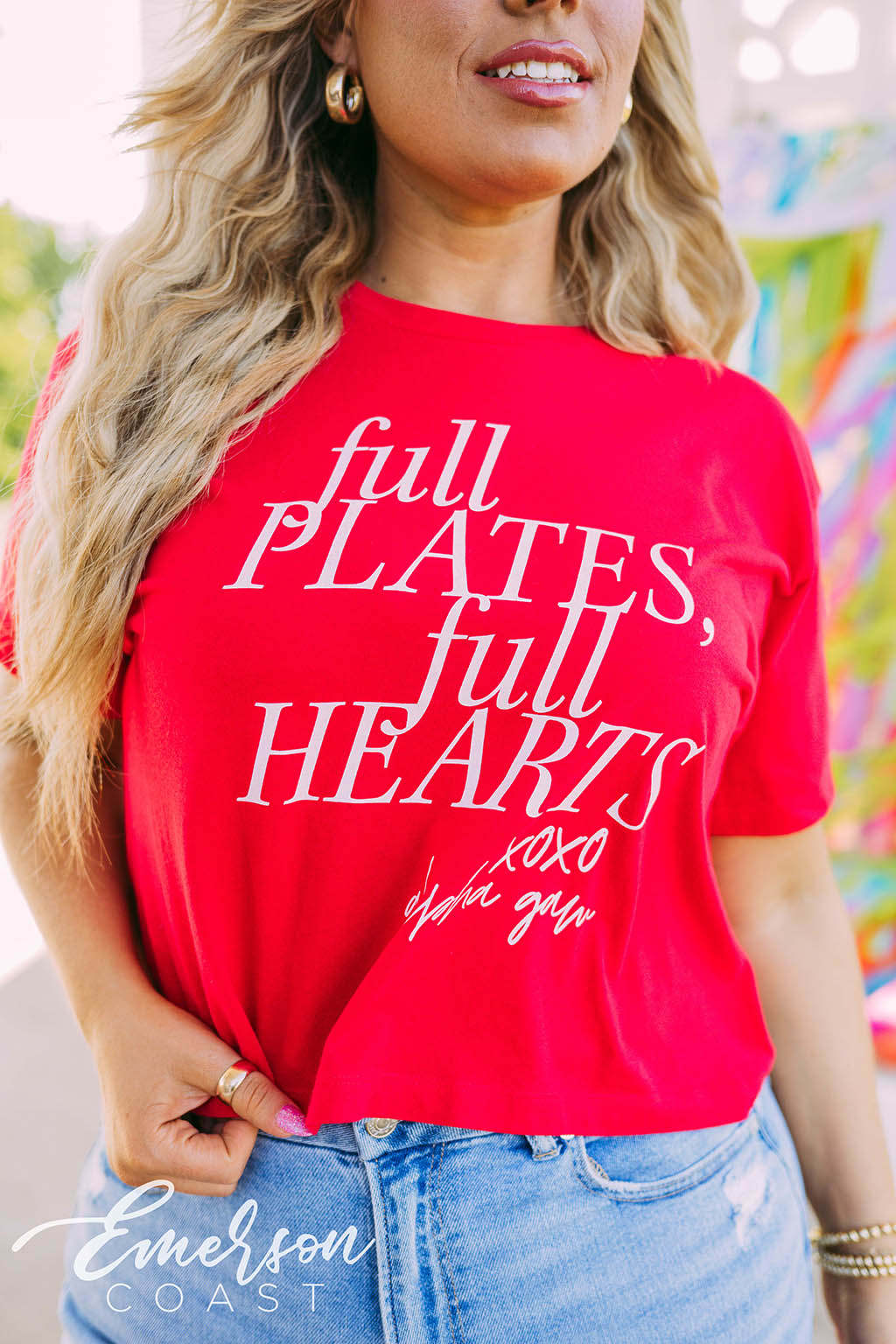 Alpha Gamma Delta Full Plates Full Hearts XOXO Tee