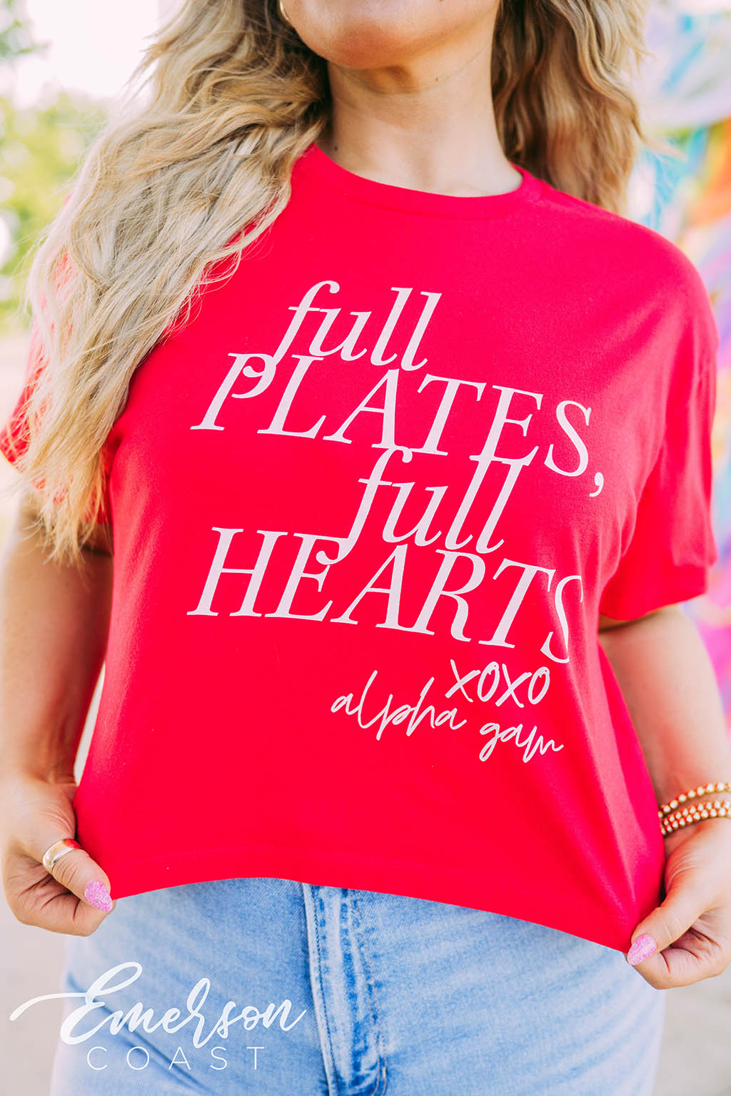 Alpha Gamma Delta Full Plates Full Hearts XOXO Tee