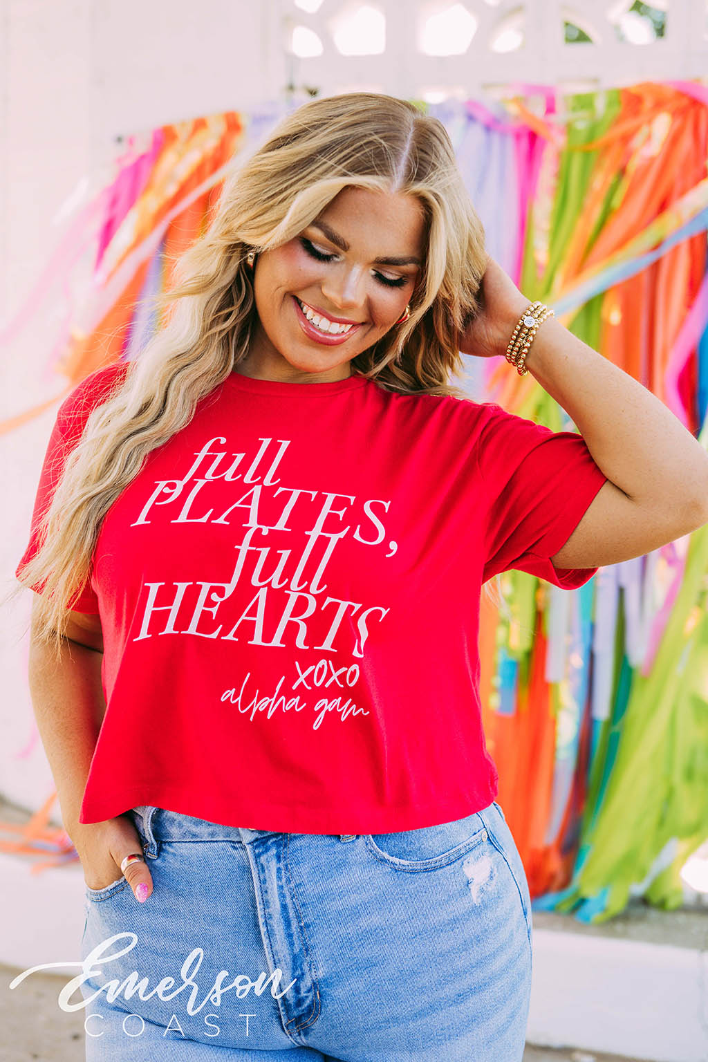 Alpha Gamma Delta Full Plates Full Hearts XOXO Tee