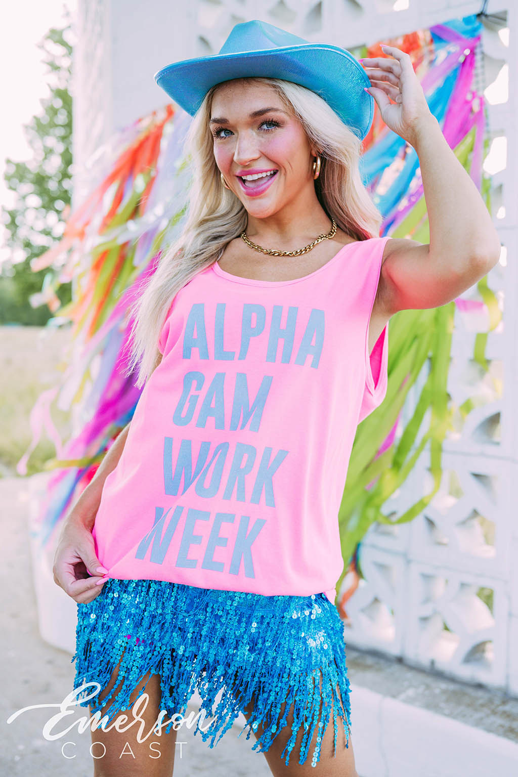 Alpha Gam Glow Work Week Tank - Emerson Coast