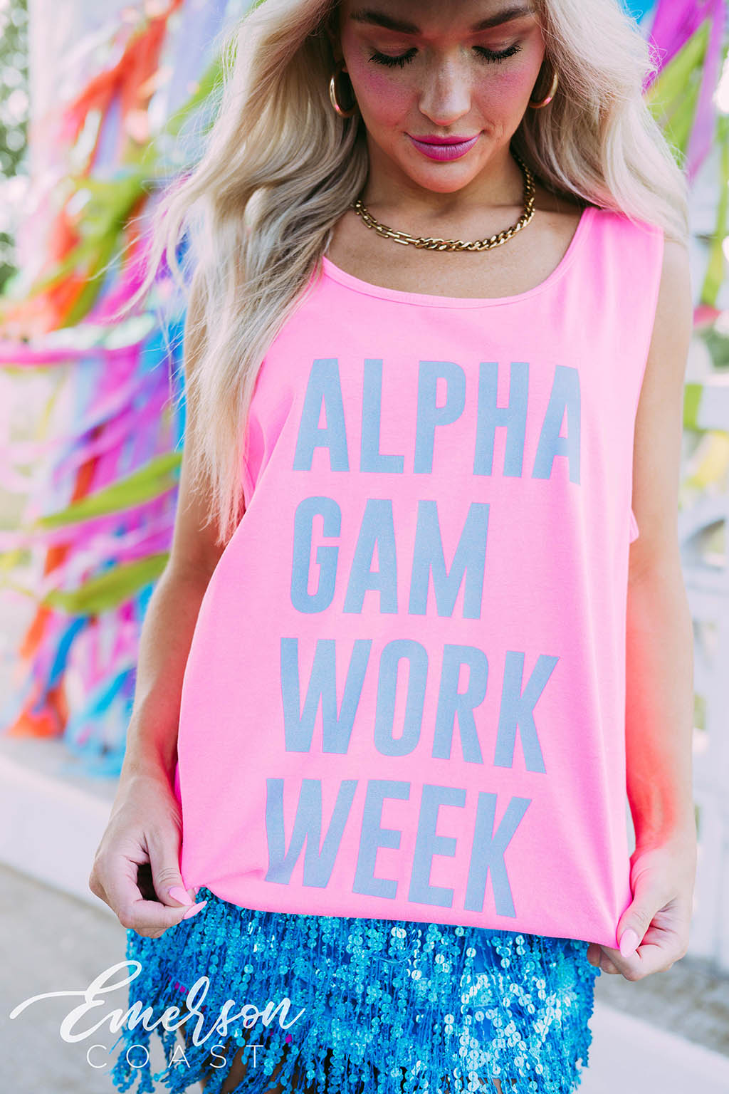 Alpha Gam Glow Work Week Tank - Emerson Coast