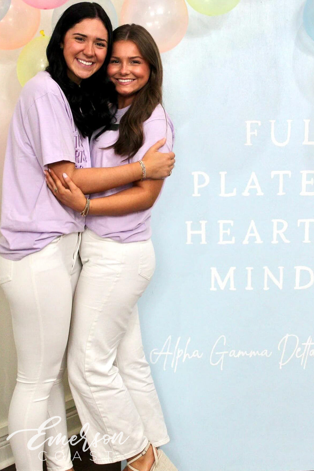 Alpha Gamma Delta Troy University Embroidered Full Plates Hearts Minds Tee