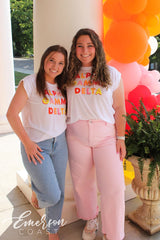 Alpha Gamma Delta Colorful Recruitment Rolled Cuff Tee