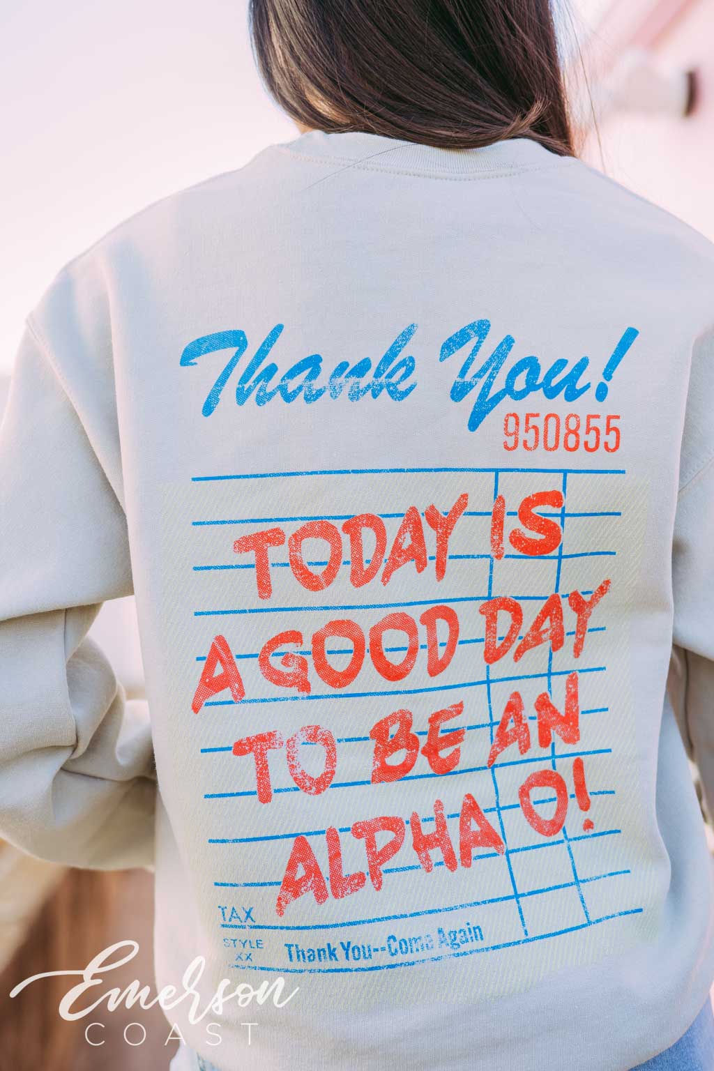 Alpha O Guest Check Crewneck
