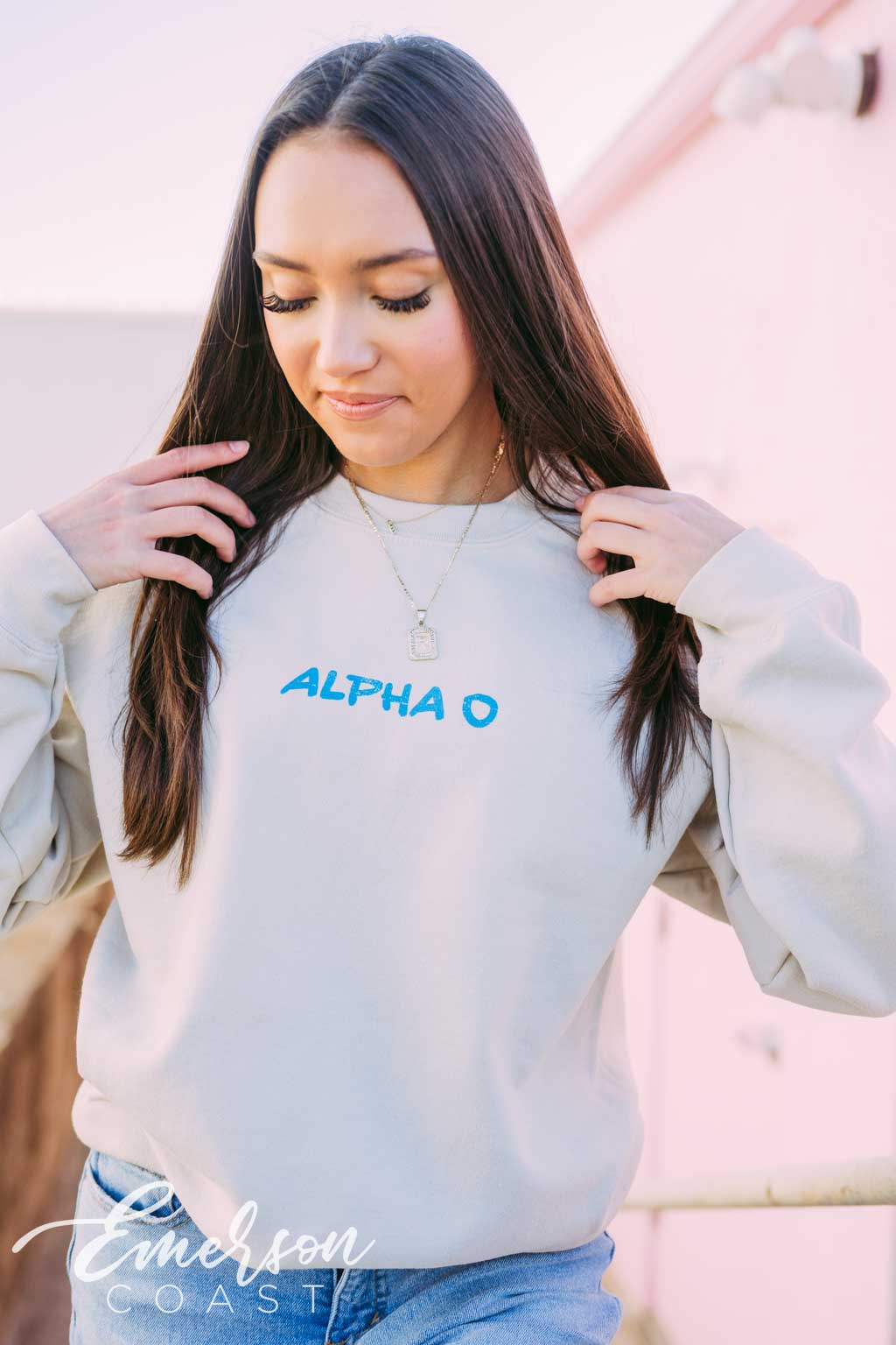 Alpha O Guest Check Crewneck
