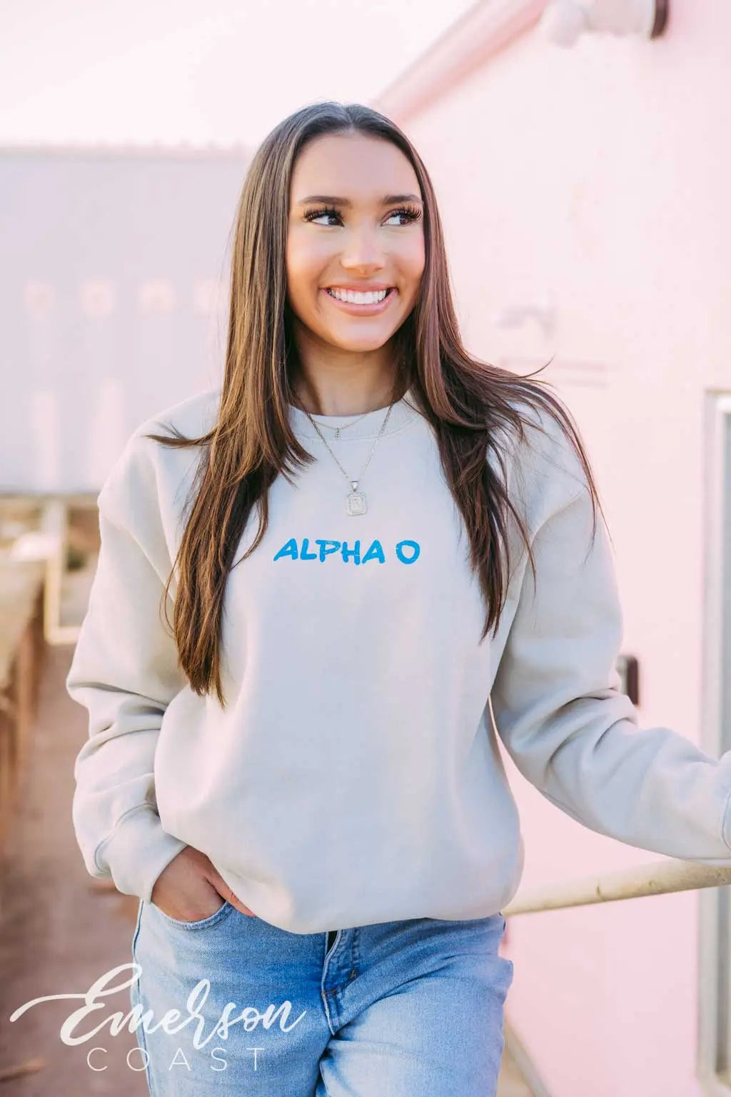 Alpha O Guest Check Crewneck