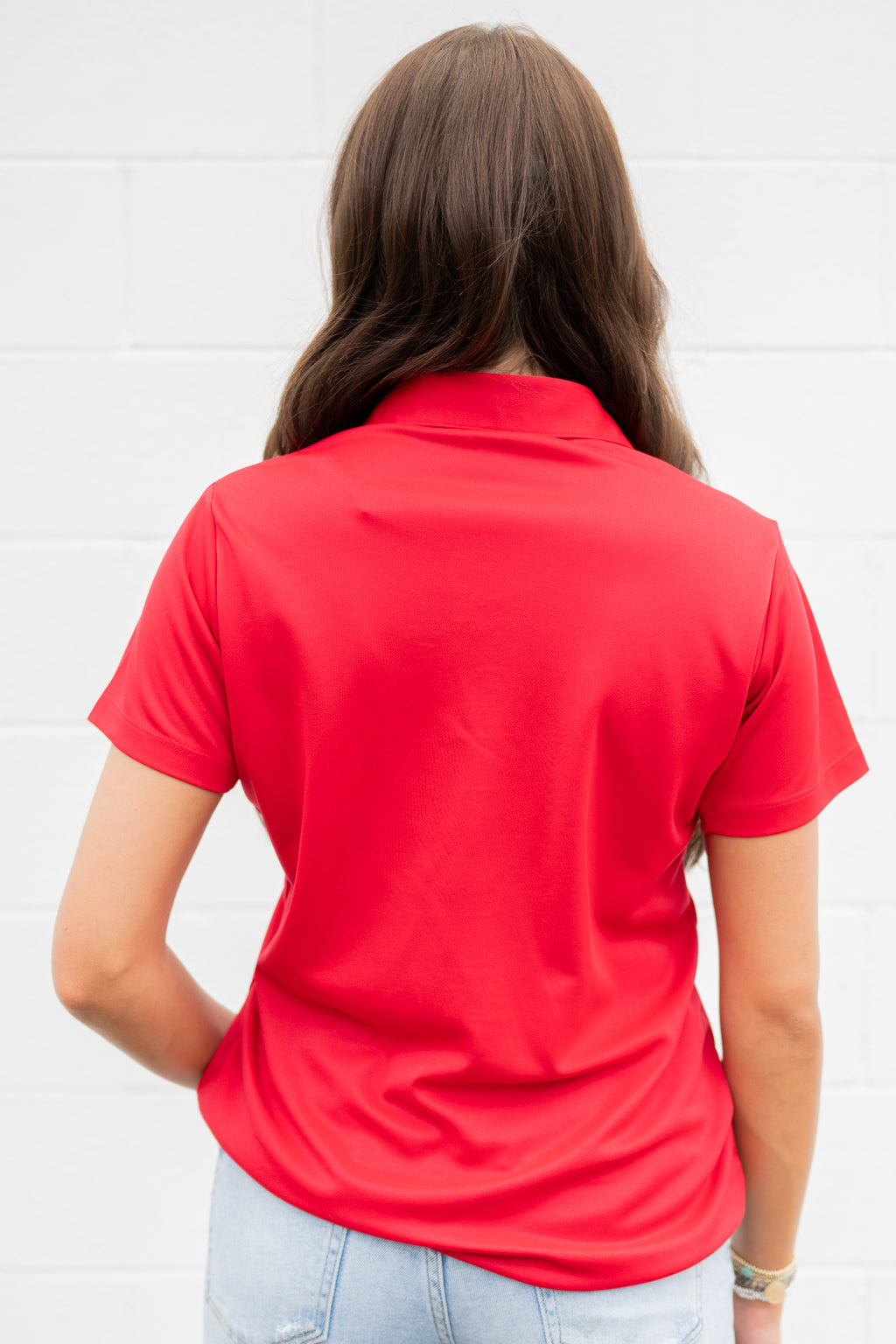 Alpha Omicron Pi Red Embroidered Women's Polo