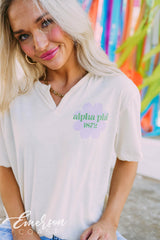 Alpha Phi Flower Notch Tee