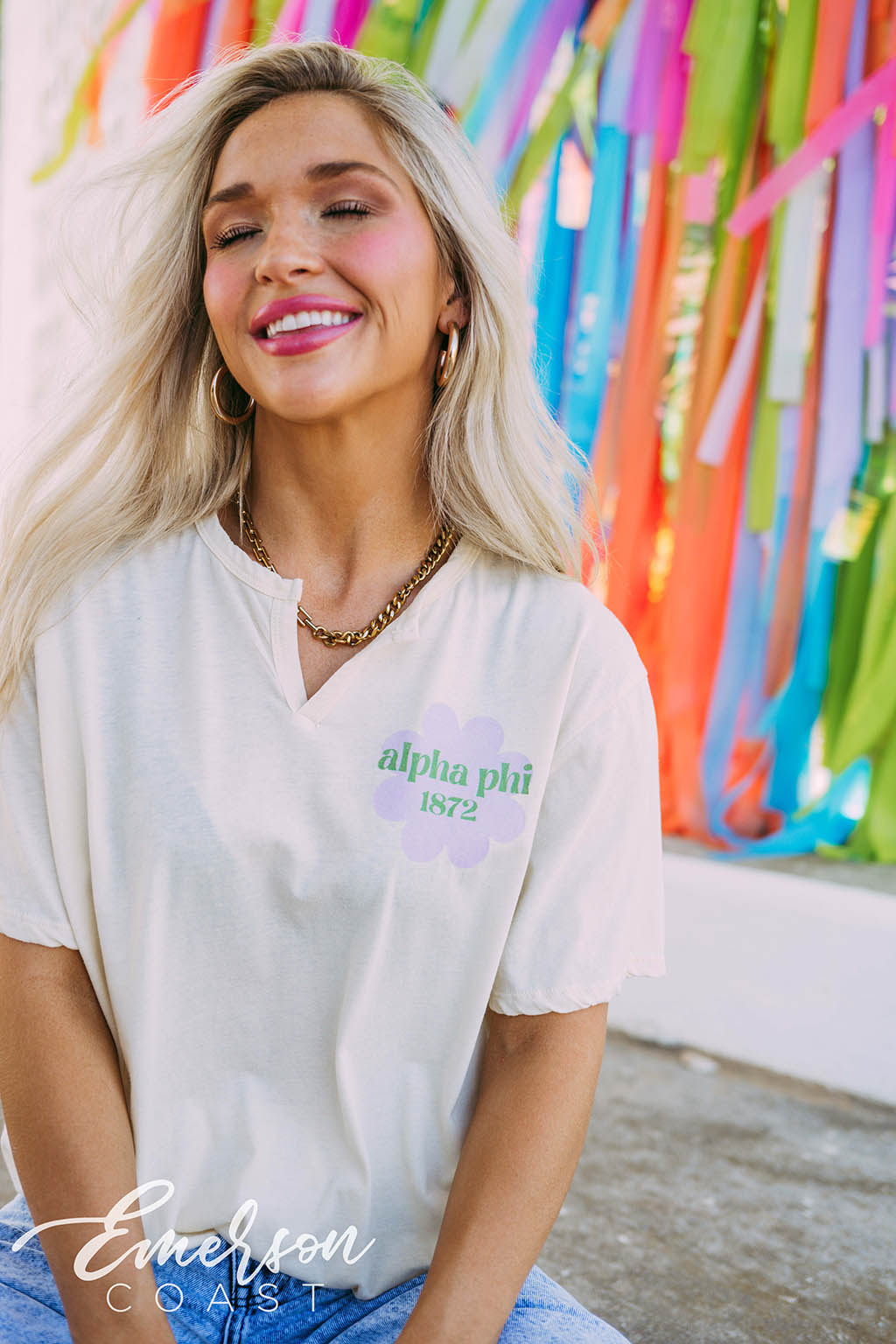 Alpha Phi Flower Notch Tee