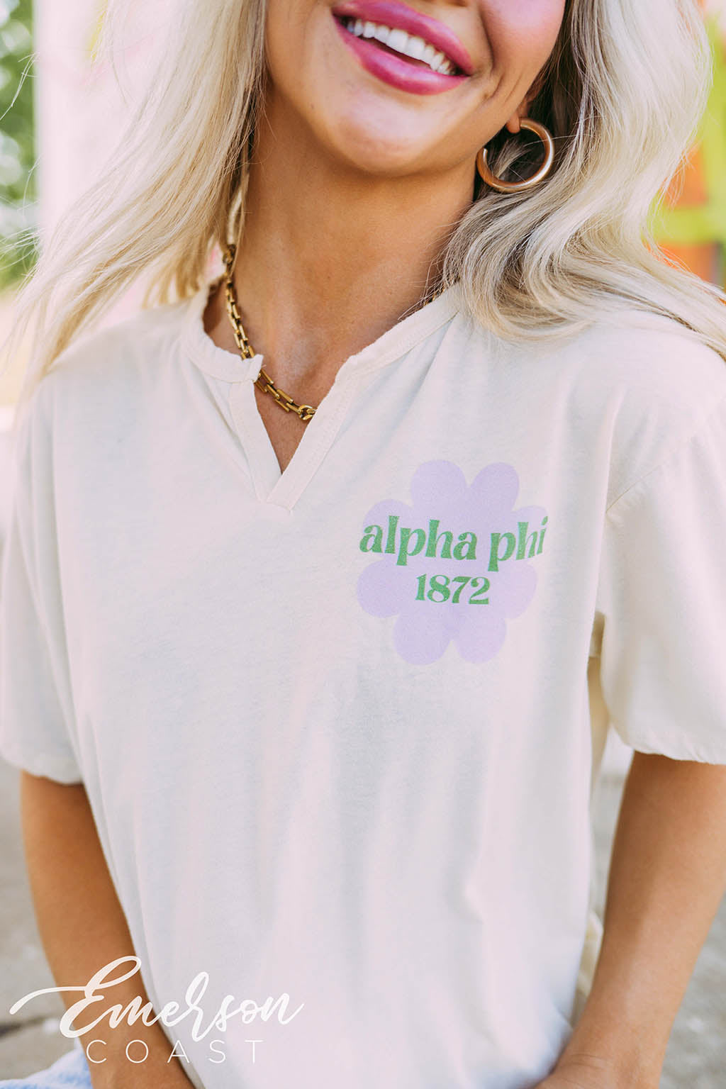 Alpha Phi Flower Notch Tee