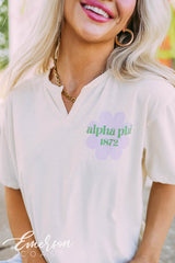 Alpha Phi Flower Notch Tee