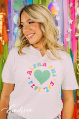 Alpha Phi Colorful Heart Notch Tee