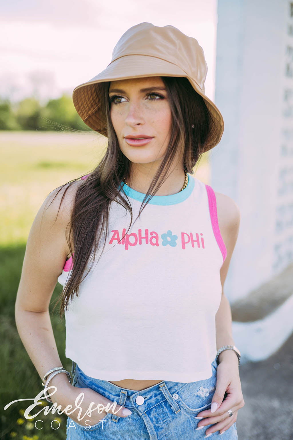 Alpha Phi Flower Colorblock Tank