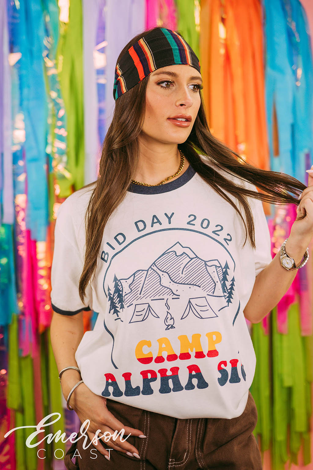 Alpha Sig Camp Bid Day Colorblock Ringer