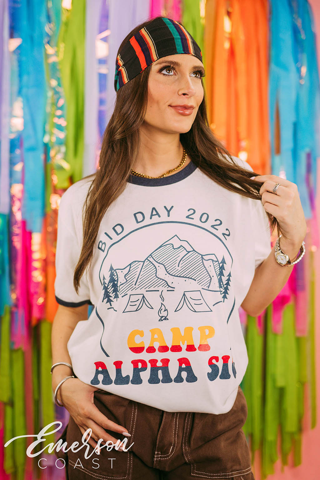 Alpha Sig Camp Bid Day Colorblock Ringer