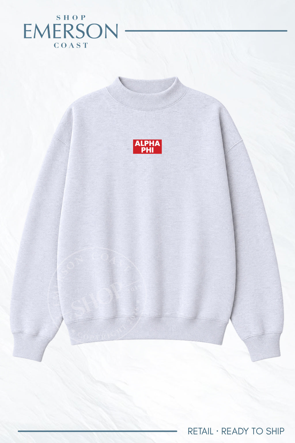 Alpha Phi Patch Ash Gray Campus Mockneck
