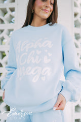 Alpha Chi Omega Breeze Crewneck and Shorts Set