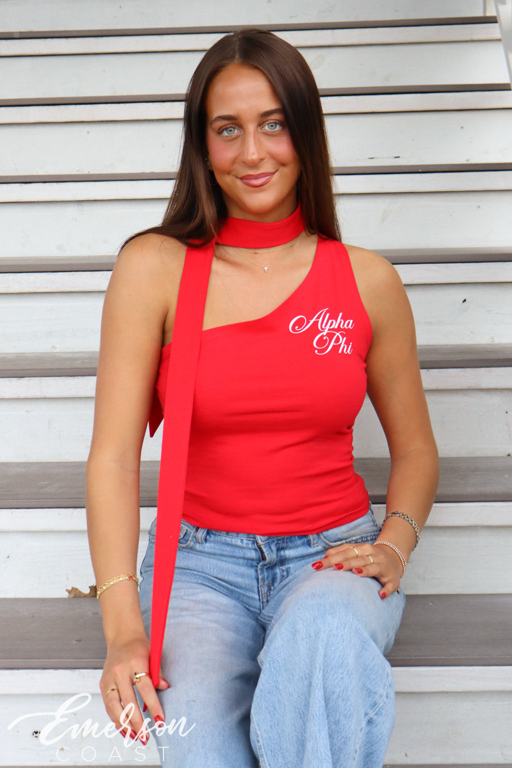 Emerson Coast One Shoulder Neck Scarf Tank