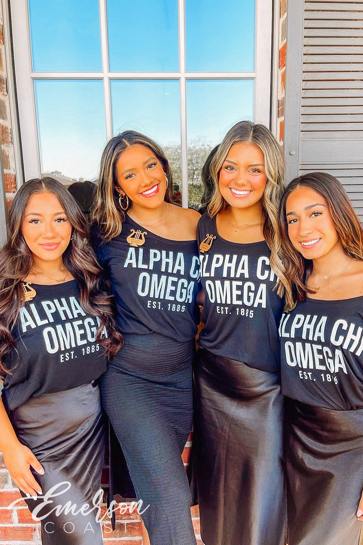 Alpha Chi Omega Black Recruitment Slouchy Tee