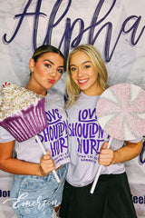 Alpha Chi Omega Love Shouldnt Hurt Lavender Tshirt