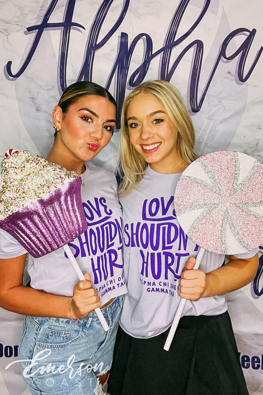 Alpha Chi Omega Love Shouldnt Hurt Lavender Tshirt