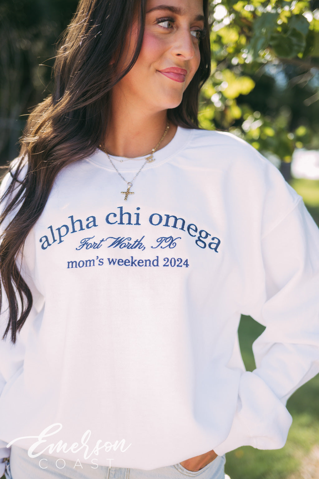 Alpha Chi Omega Embroidered Mom's Weekend Sweatshirt