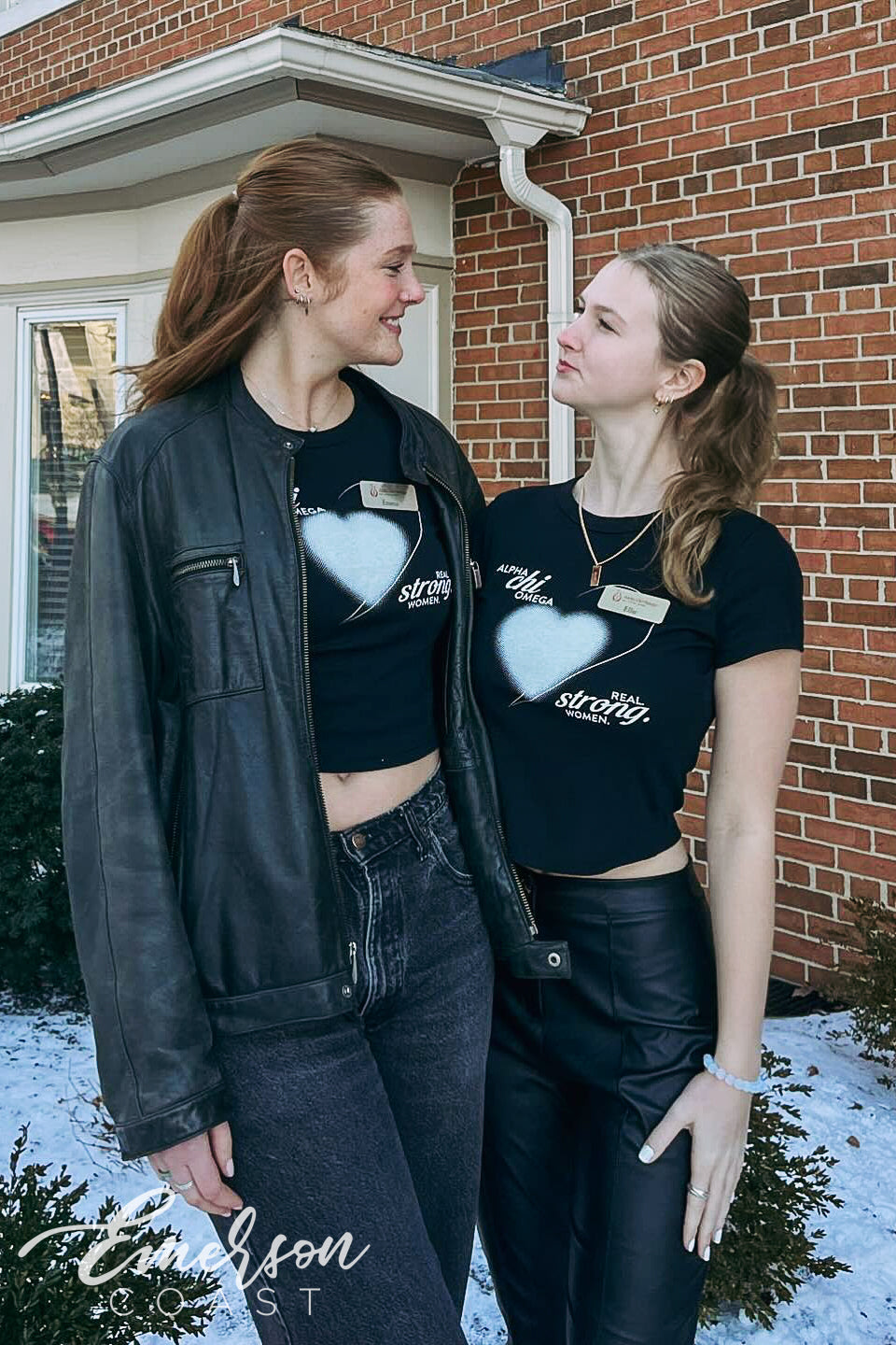 Alpha Chi Omega Real Strong Women Heart Baby Tee