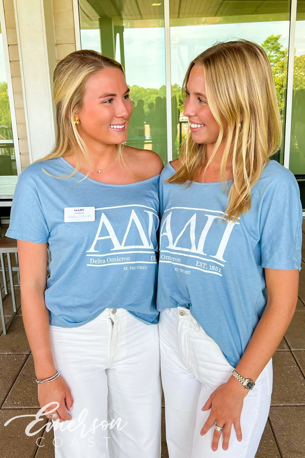 Alpha Delta Pi Light Blue Custom Slouchy Tee