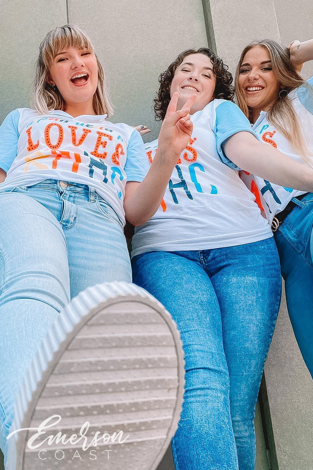Alpha Delta Pi Loves RMHC Light Blue and White Henley