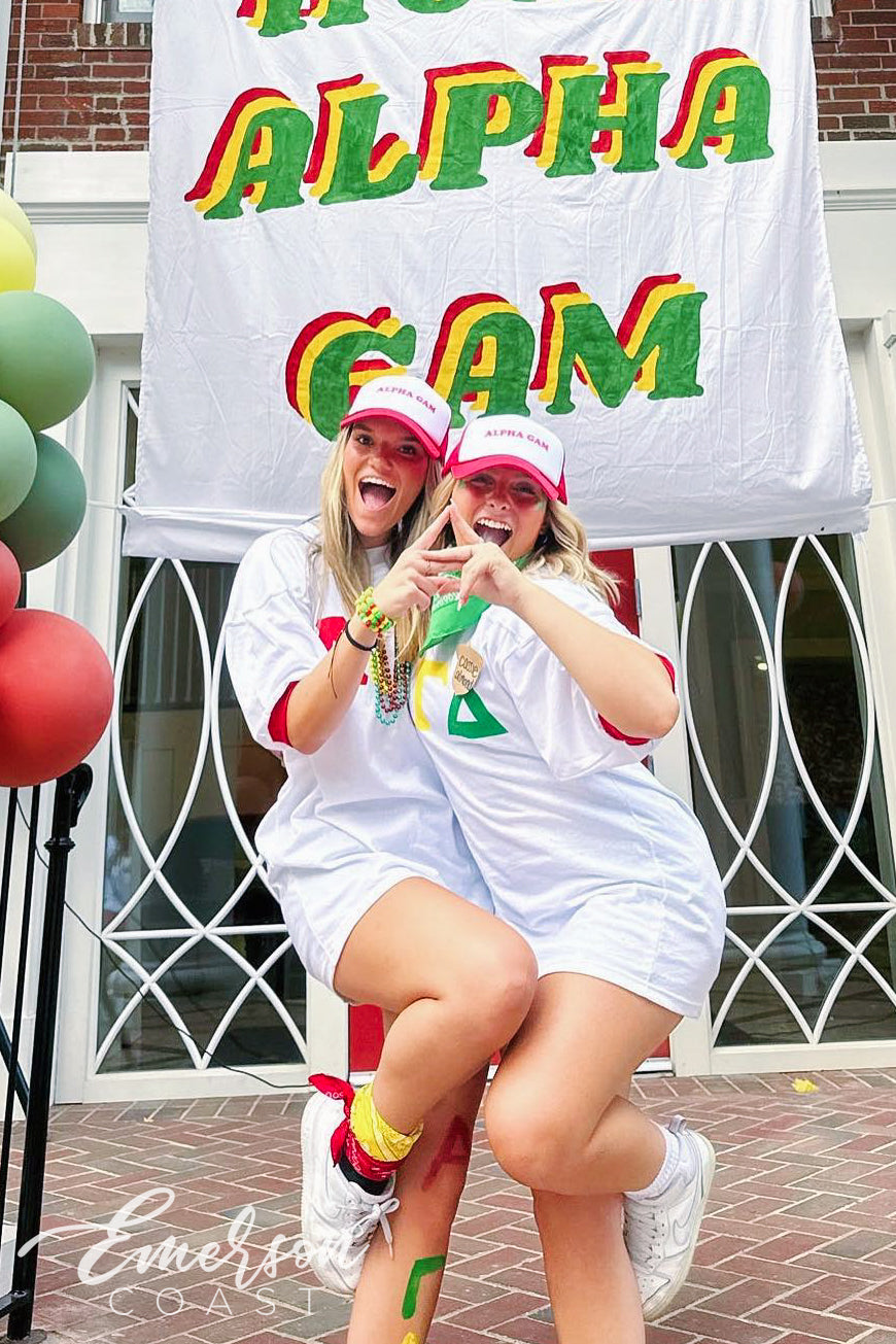 Alpha Gamma Delta Red Yellow Green Letters Oversized Jersey