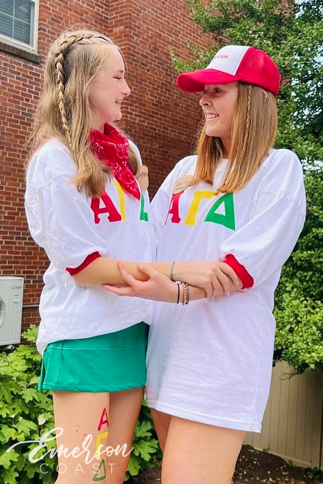Alpha Gamma Delta Red Yellow Green Letters Oversized Jersey