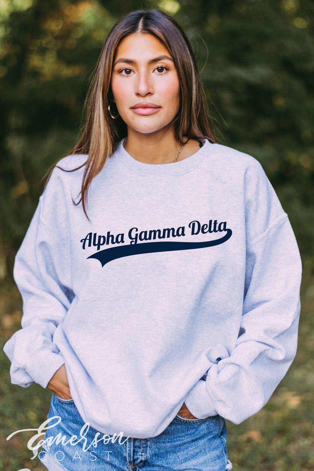 Alpha Gamma Delta Baseball Script Crewneck