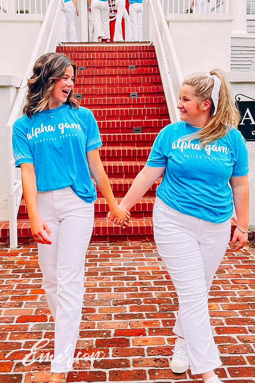 Alpha Gamma Delta Blue Acid Wash Tee