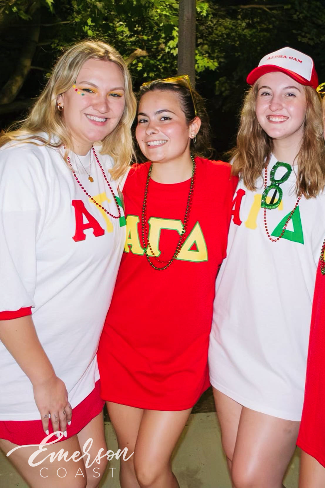 Alpha Gamma Delta Red Yellow Green Letters Oversized Jersey
