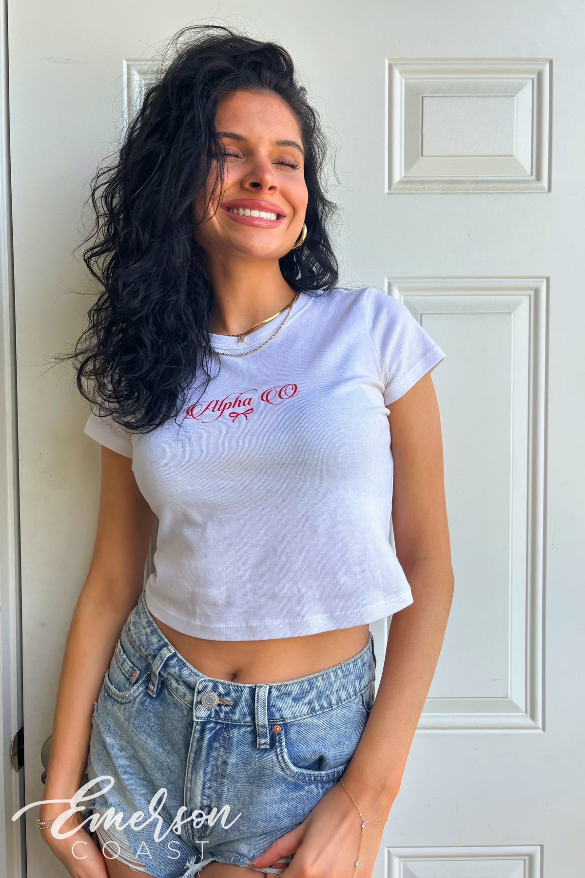 Alpha O Red Bow Baby Tee