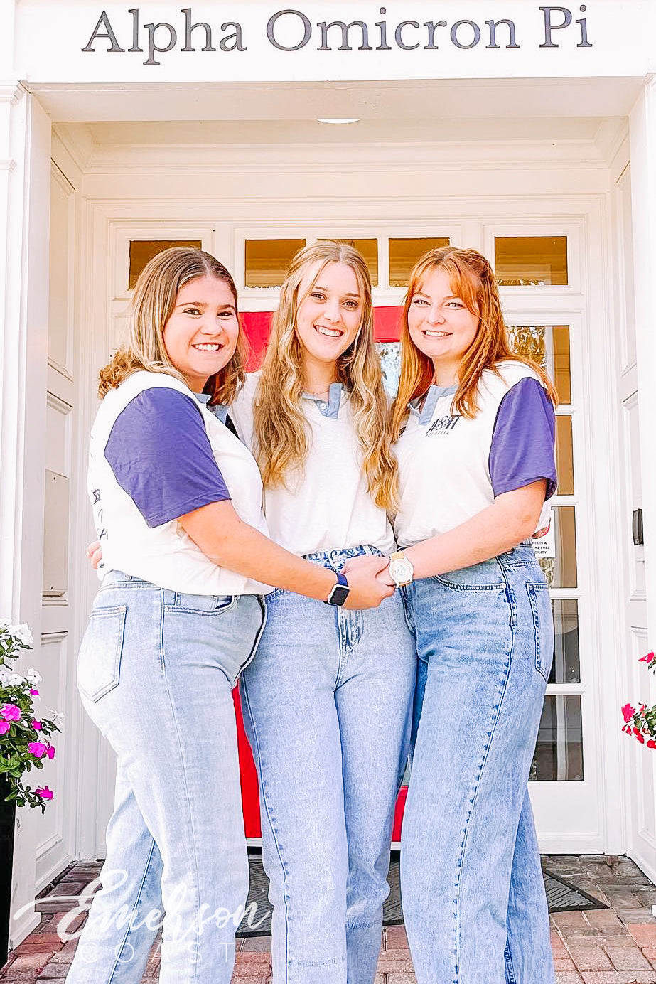 Alpha Omicron Pi PR Infinity Rose Colorblock Henley Tee