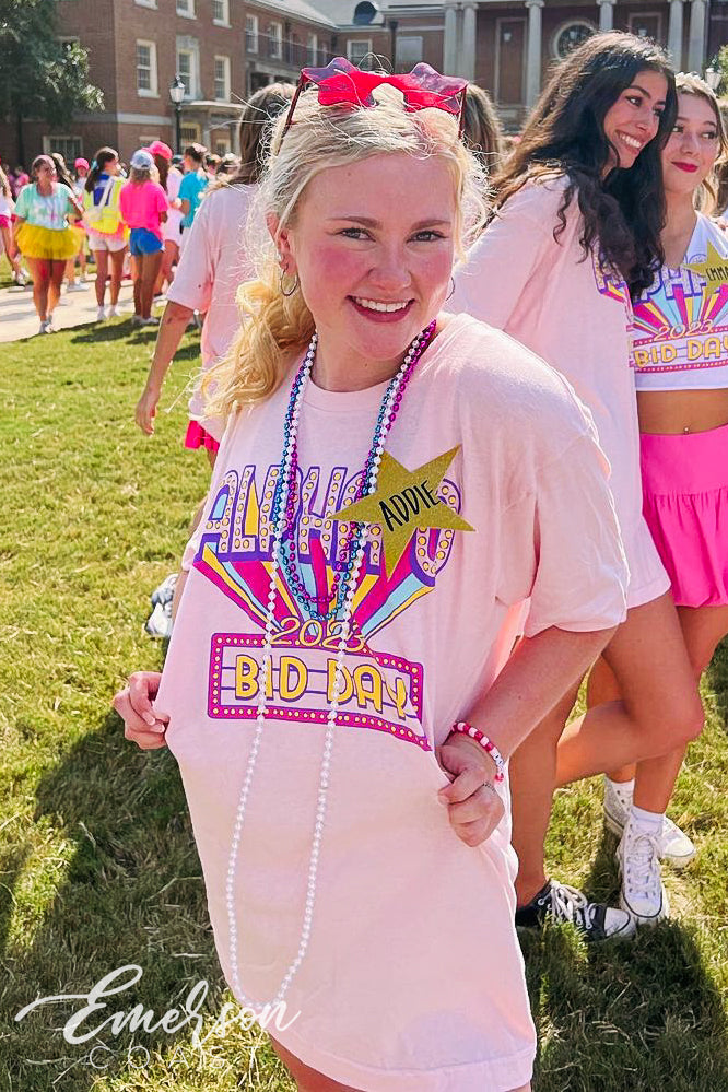 Alpha Omicron Pi Marquee Letters Bid Day Tee