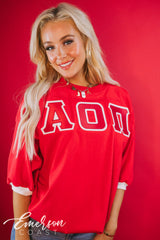 Alpha Omicron Pi Red Greek Letter Jersey
