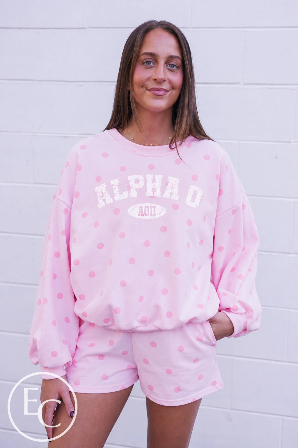 Alpha O Pink Polka Dot Set