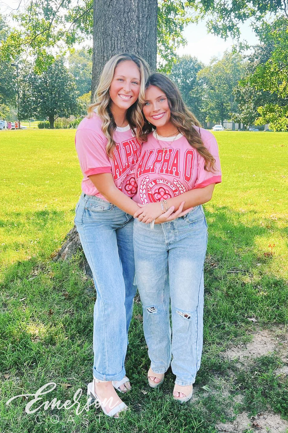 Alpha Omicron Pi Recruitment Colorblock Ringer Tee