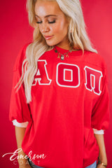 Alpha Omicron Pi Red Greek Letter Jersey