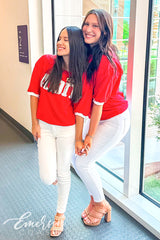 Alpha Omicron Pi Red Applique Letter Jersey