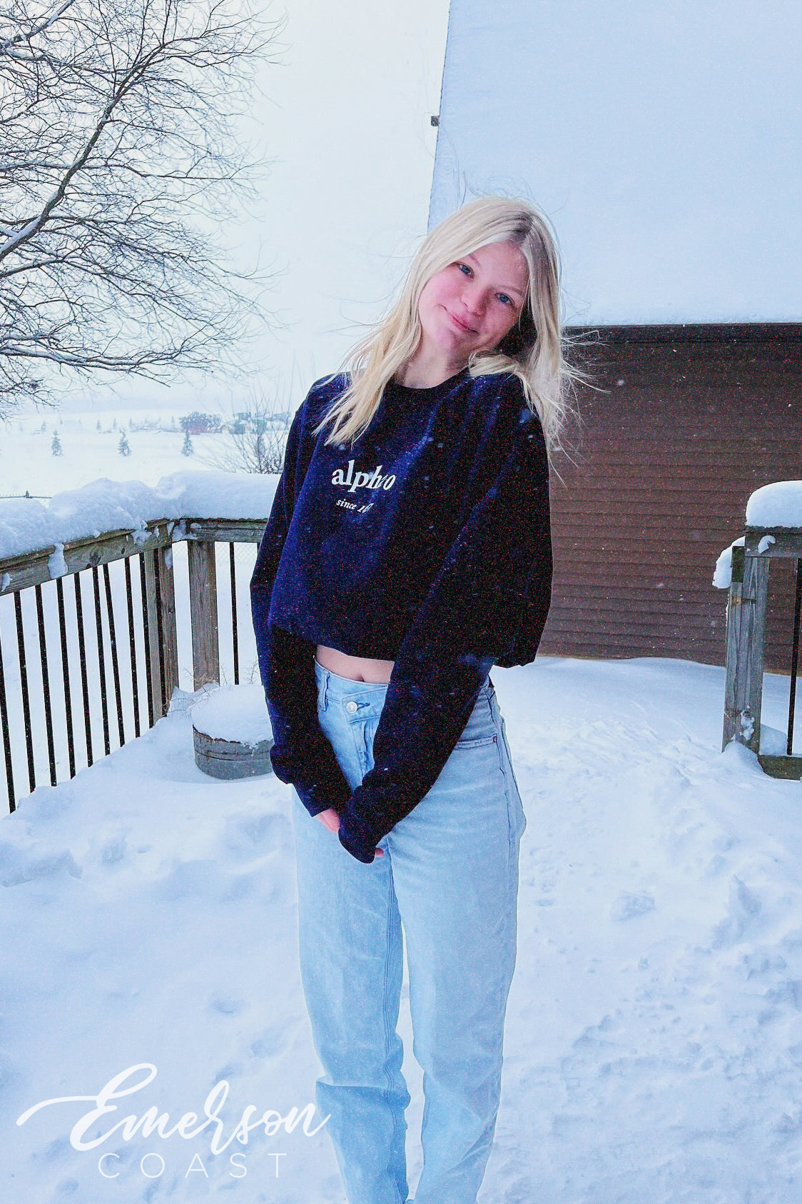 Alpha Omicron Pi Navy Newport Crewneck