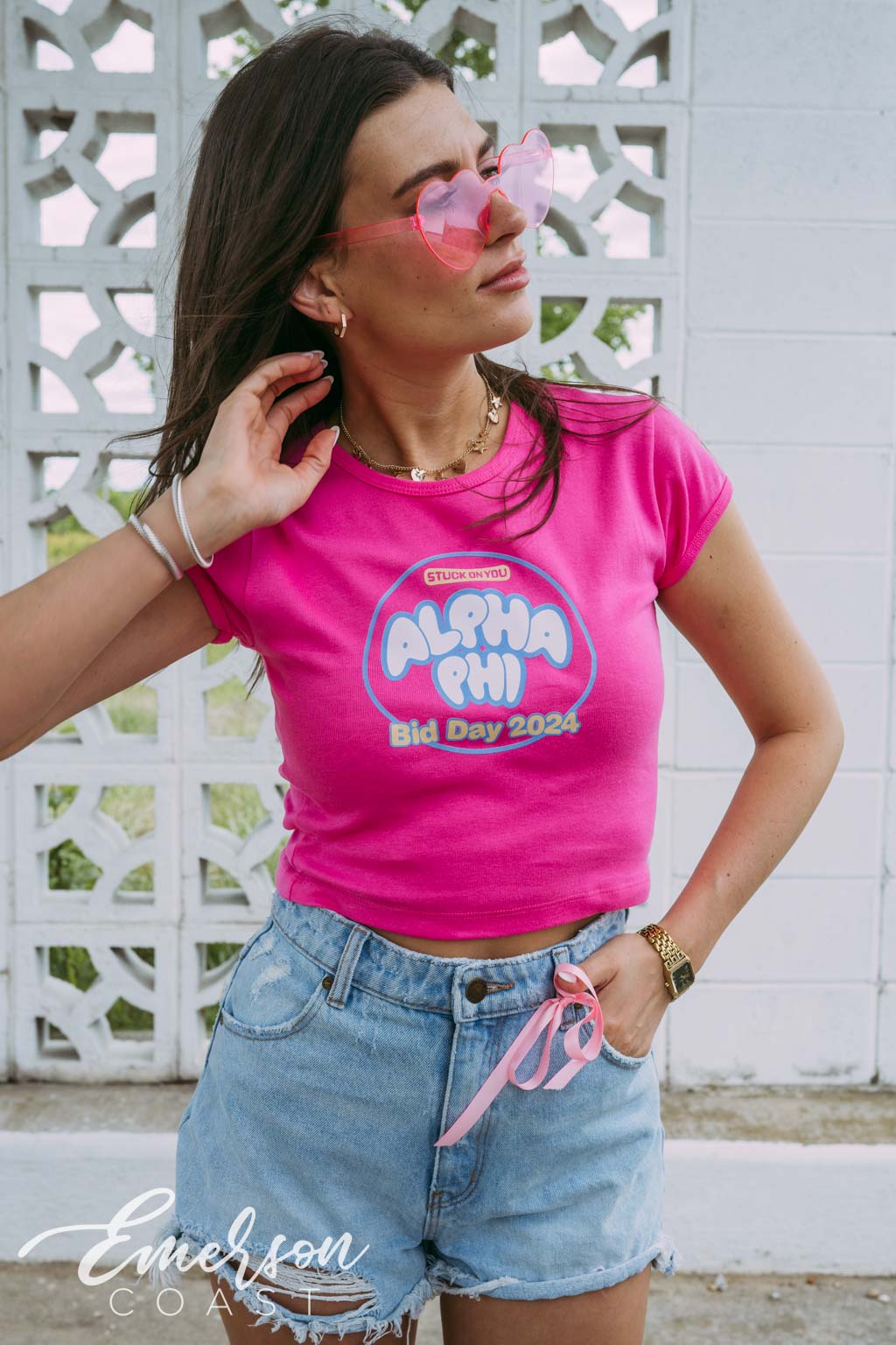 Alpha Phi Stuck On You Bid Day Baby Tee