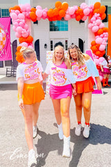 Alpha Xi Delta Pink Orange Disco Bid Day Tee