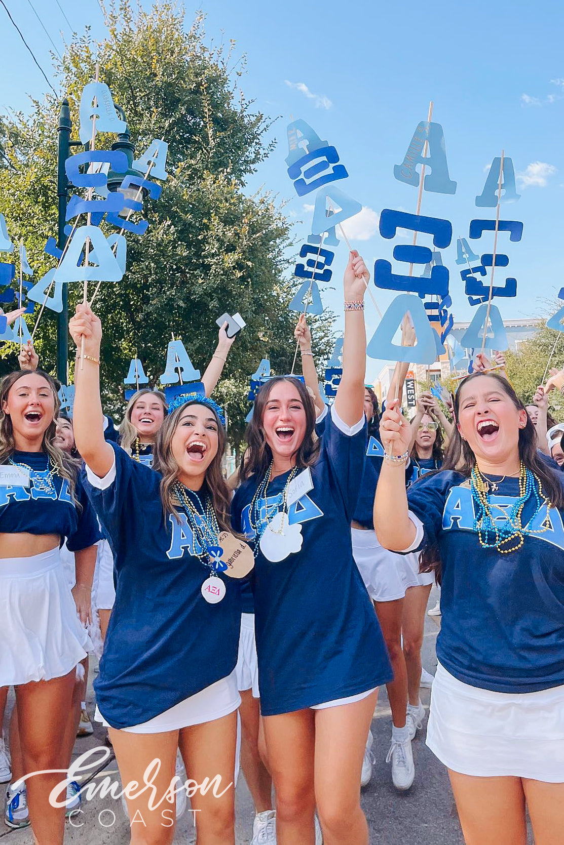 Alpha Xi Delta Navy Stitched Letter Jersey - Emerson Coast